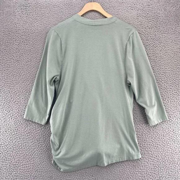 Soft Surroundings Top Womens Large Alondra Knit Green Surplice Stretch Ruched - Picture 3 of 9